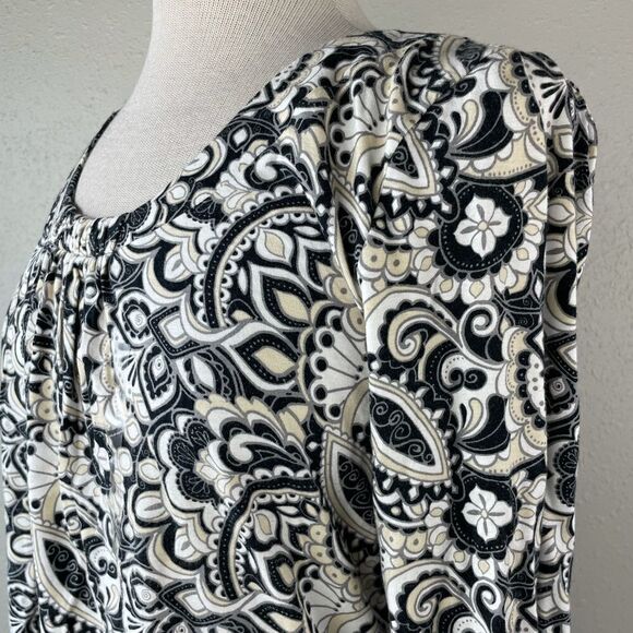 Liz Claiborne Paisley Long Sleev Top Size M EUC - Picture 4 of 7